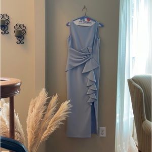 Eliza J ruffle front gown- 10 tailored to fit 5’2+2”heel.Excellent/dry cleaned.